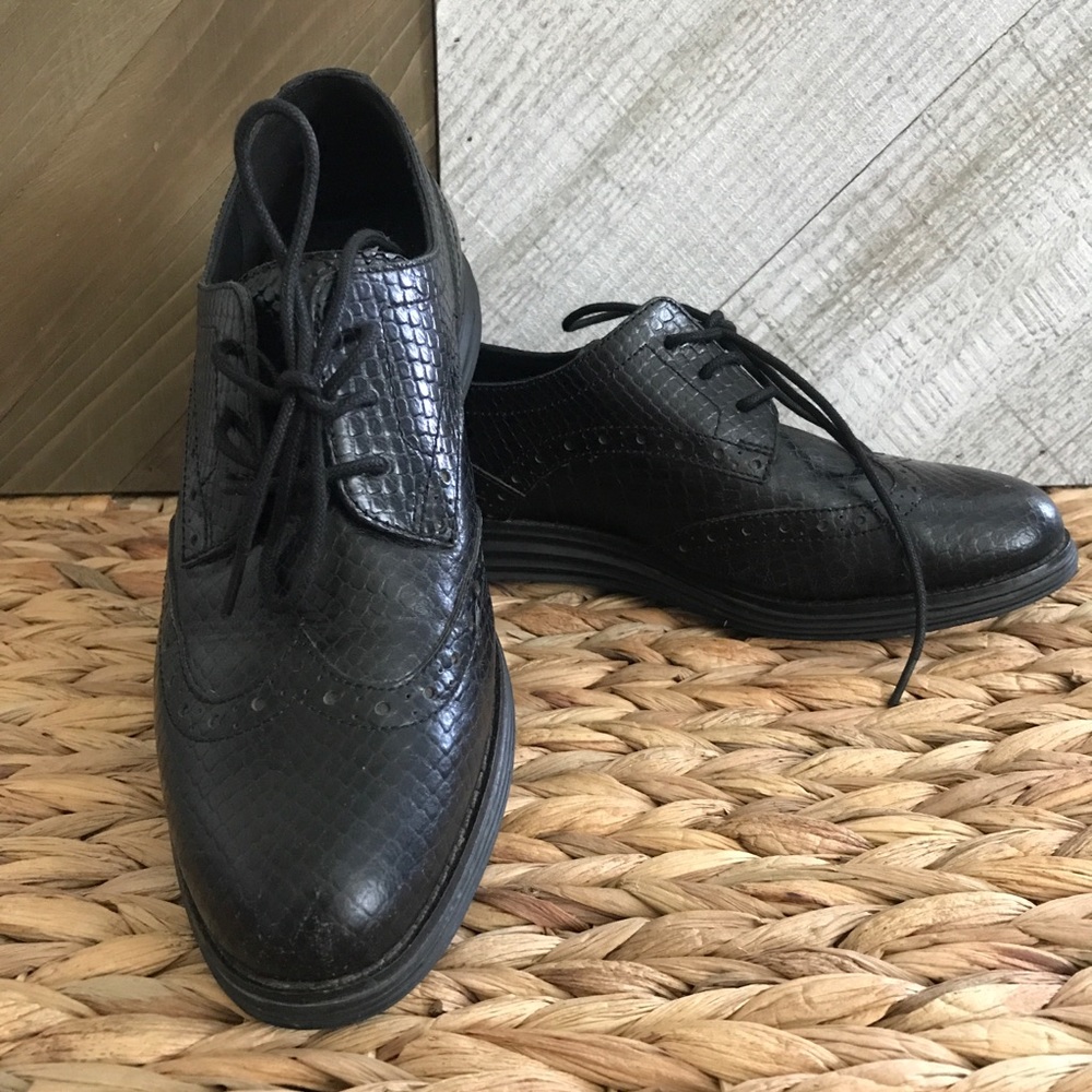 Cole Haan Snakeskin Leather Grand Oxfords